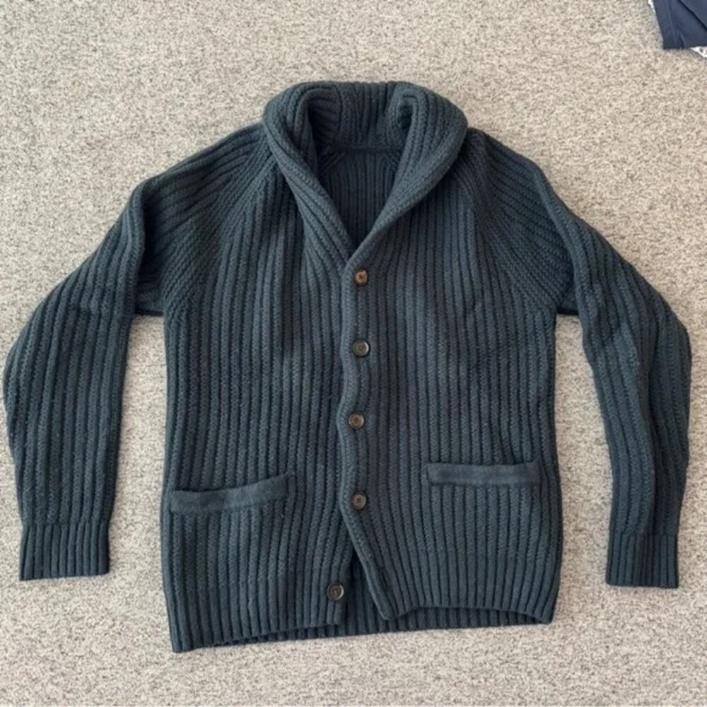 Abercrombie Chunky Wool Blend Navy Shawl - Small